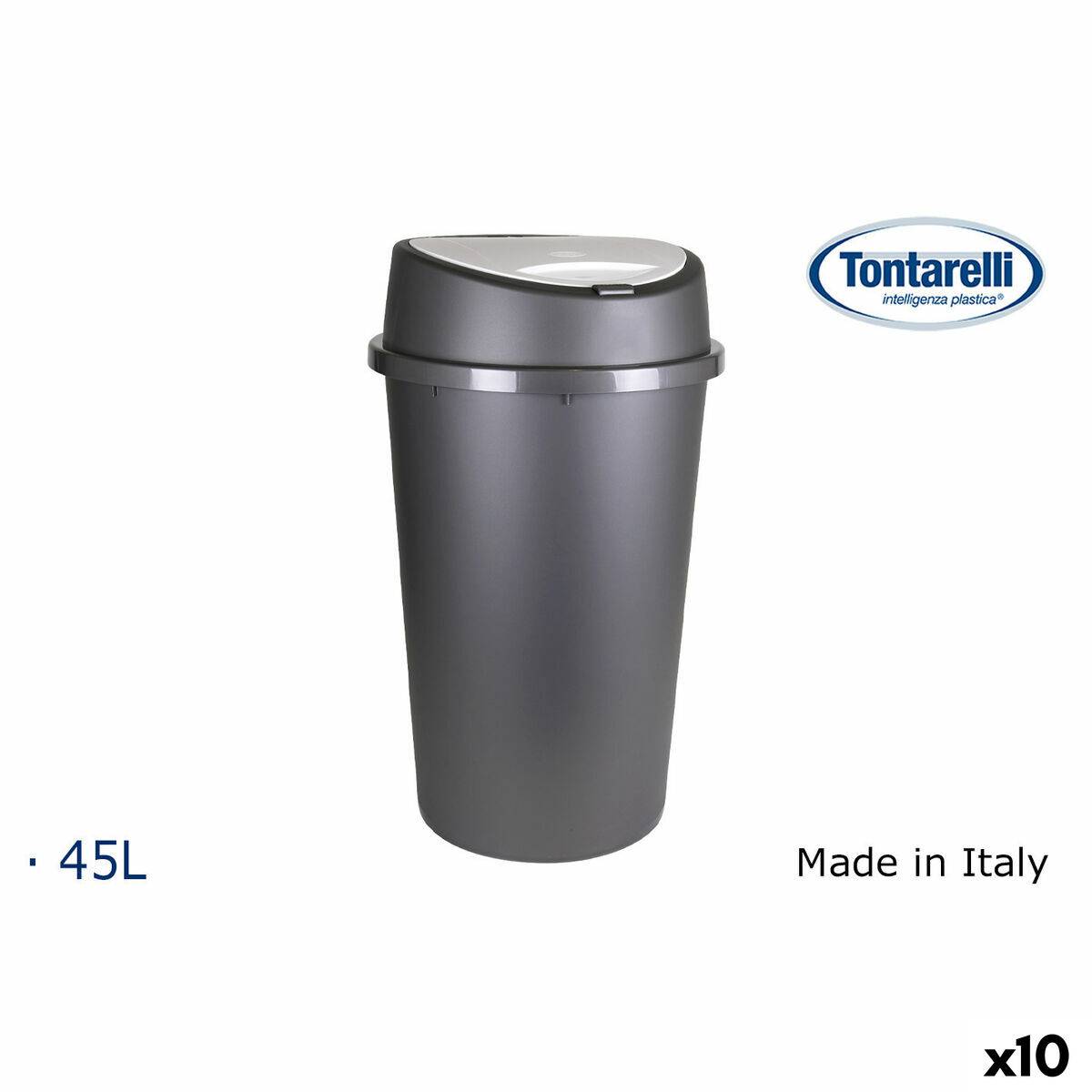 Cubo de basura Tontarelli Bingo Grafito 45 L (10 Unidades)