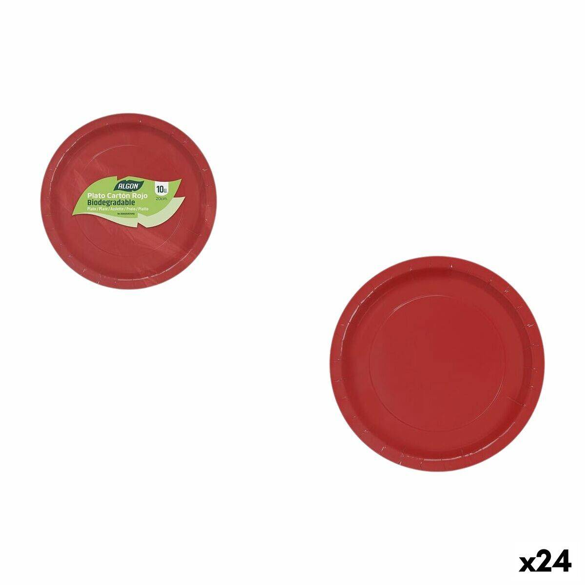Set de Platos Algon Rojo 20 cm 10 Piezas (24 Unidades)