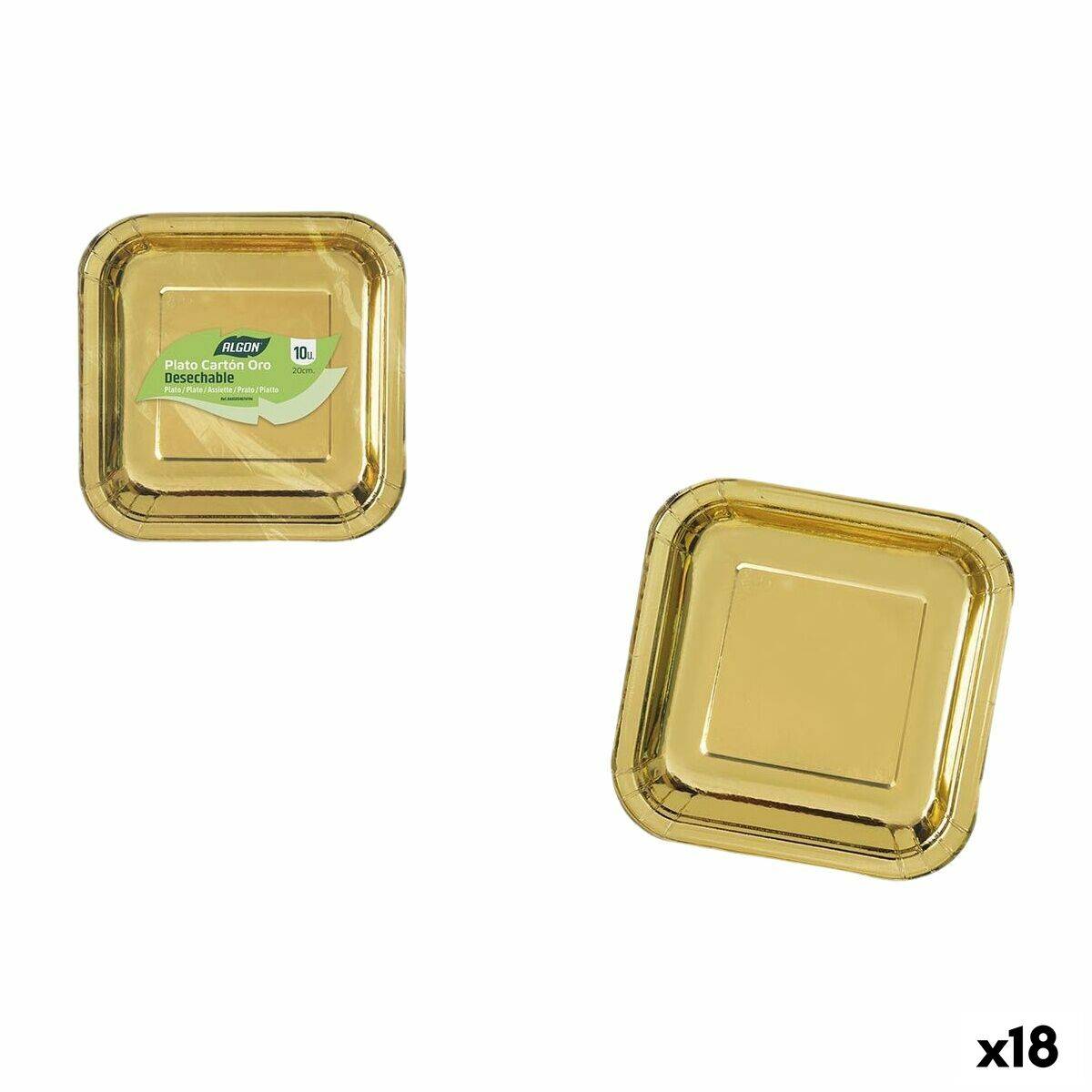 Set de Platos Algon Dorado 20 cm 10 Piezas (18 Unidades)