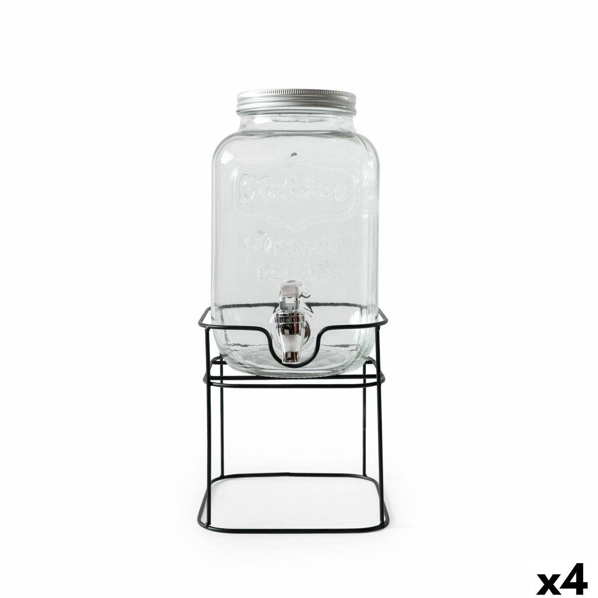 Dispensador de bebidas La Mediterránea Rustik Metal Vidrio 4 L 17 x 17 x 30,5 cm (4 Unidades)