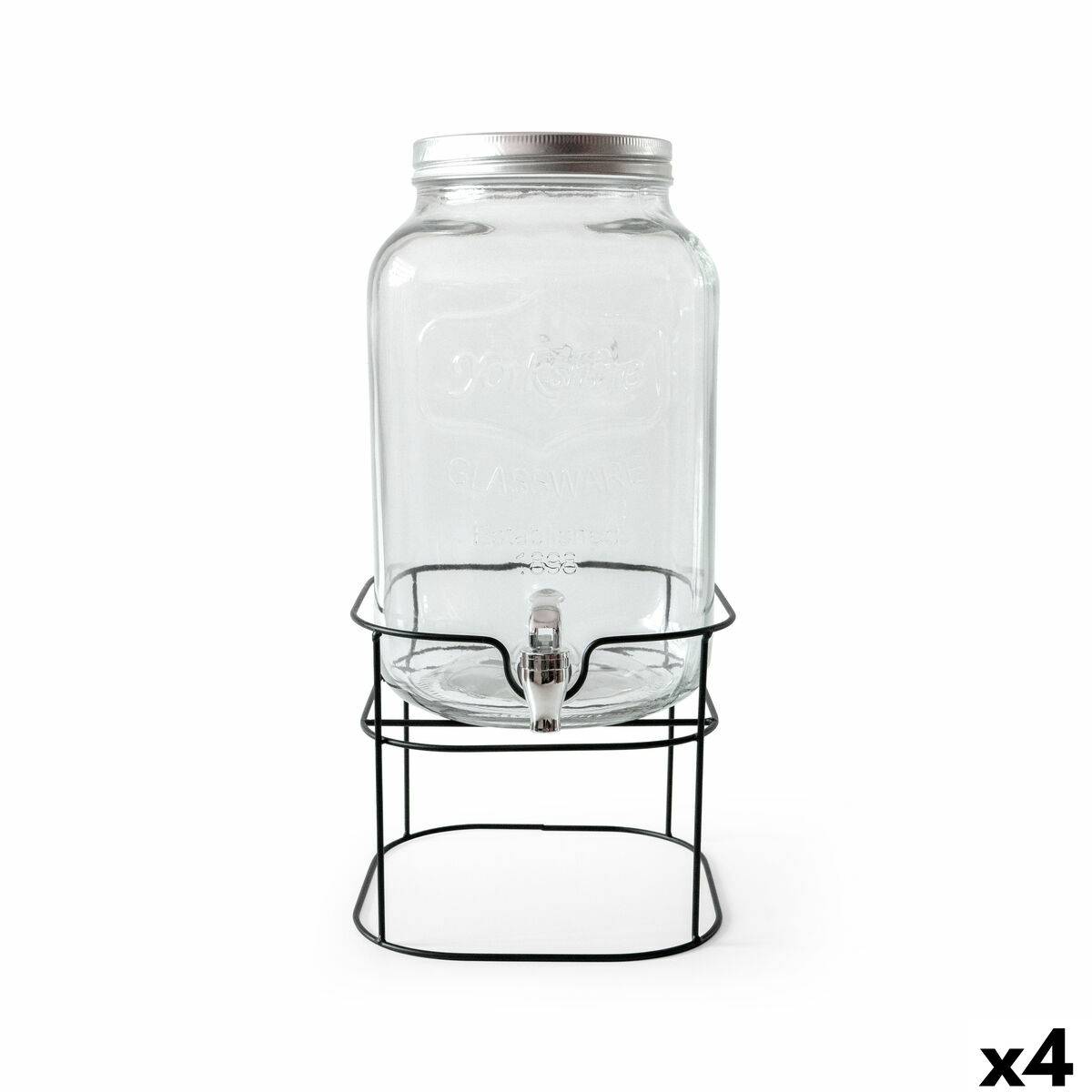 Dispensador de bebidas La Mediterránea Rustik Metal Vidrio 8 L 22 x 22 x 37 cm (4 Unidades)