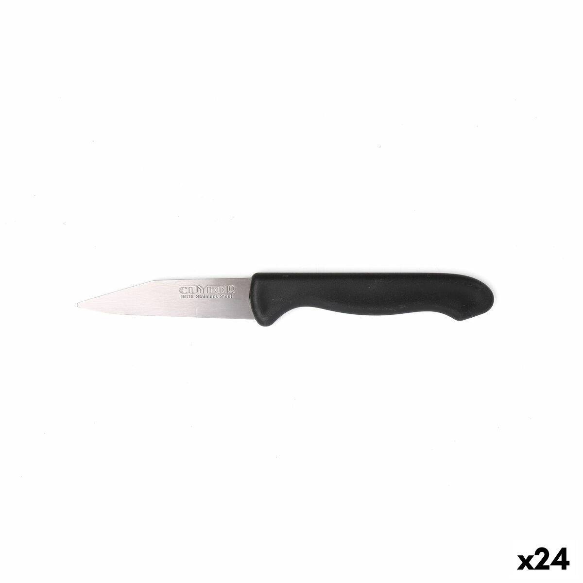 Set de Cuchillos Peladores Cuyfor Negro Plateado Acero Inoxidable 7,5 cm 6 Piezas (24 Unidades)