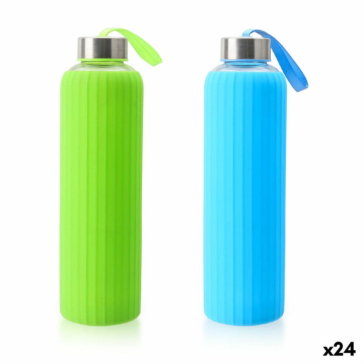 Botella de Agua Bewinner Vidrio Silicona 600 ml (24 Unidades)