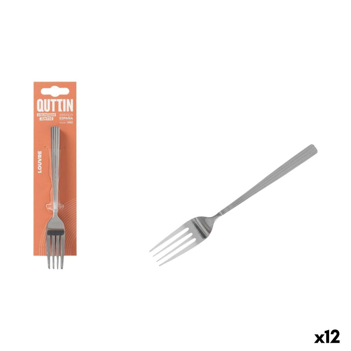 Set de Tenedores para Postre Quttin LOUVRE Plateado 1,5 mm 14,8 x 3,2 cm 6 Piezas (12 Unidades)
