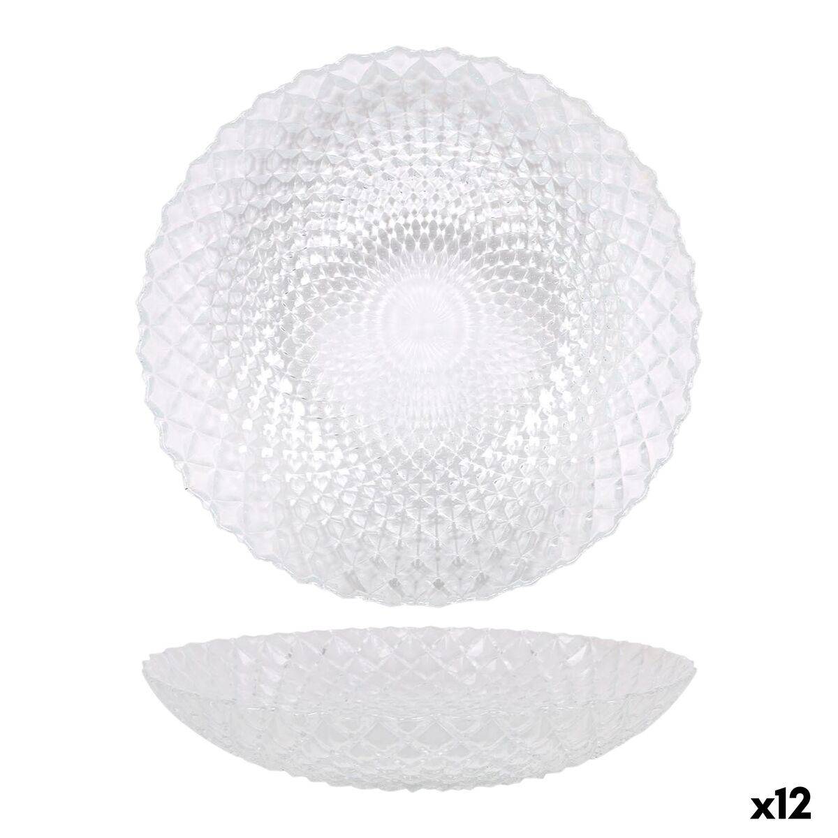 Plato Hondo La Mediterránea Diamond Transparente Vidrio Ø 20 cm (12 Unidades)
