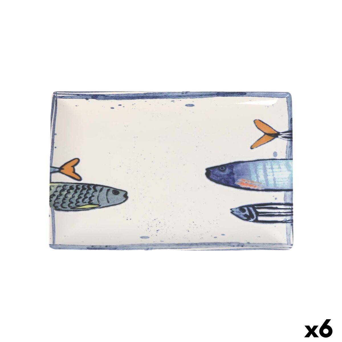 Fuente de Cocina La Mediterránea Peixe 2.0 Multicolor Cerámica Rectangular 30 x 20 x 2,5 cm (6 Unidades)