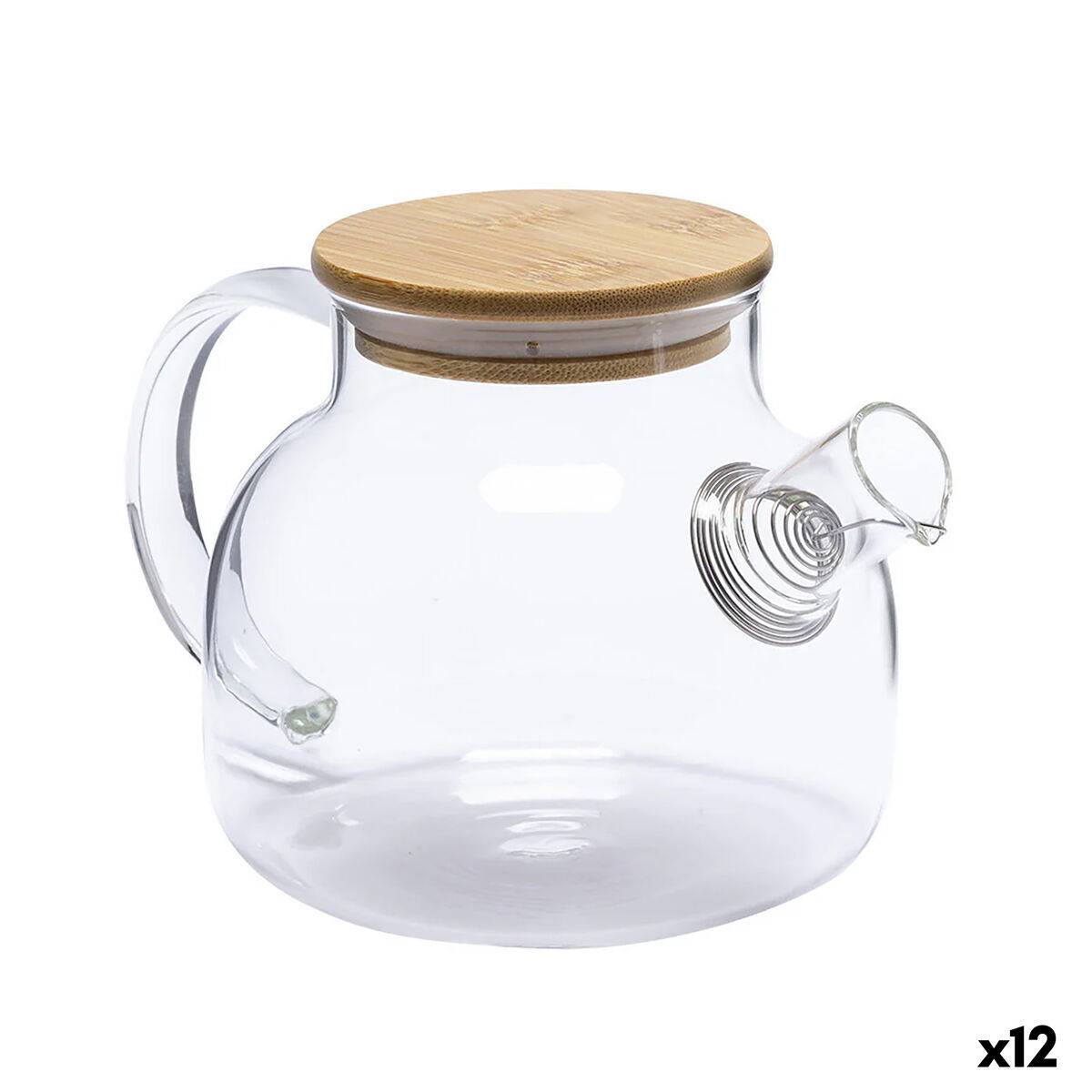 Tetera La Mediterránea Marrón Transparente Bambú Vidrio de Borosilicato 1 L (12 Unidades)