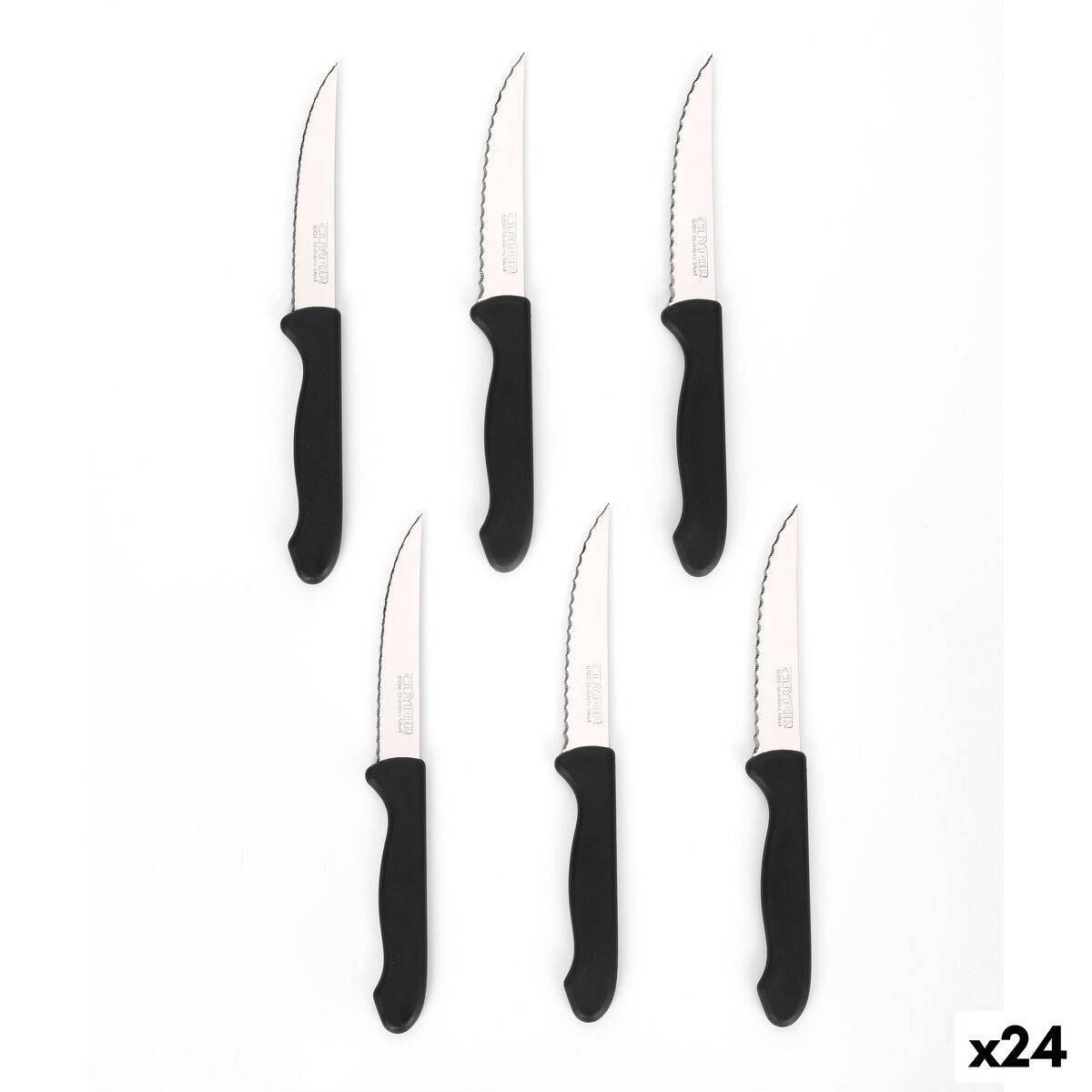 Set de Cuchillos Cuyfor Negro Plateado Acero Inoxidable Polipropileno 6 Piezas (24 Unidades)