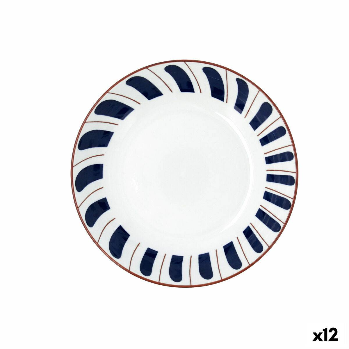 Plato Hondo Bidasoa Oceanika Azul Cerámica Ø 20 cm (12 Unidades)