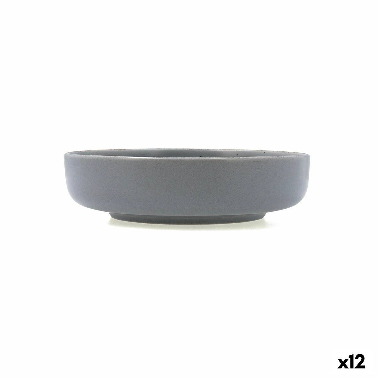 Plato Hondo Quid Duna Gris Cerámica 18,5 x 5,3 cm (12 Unidades)