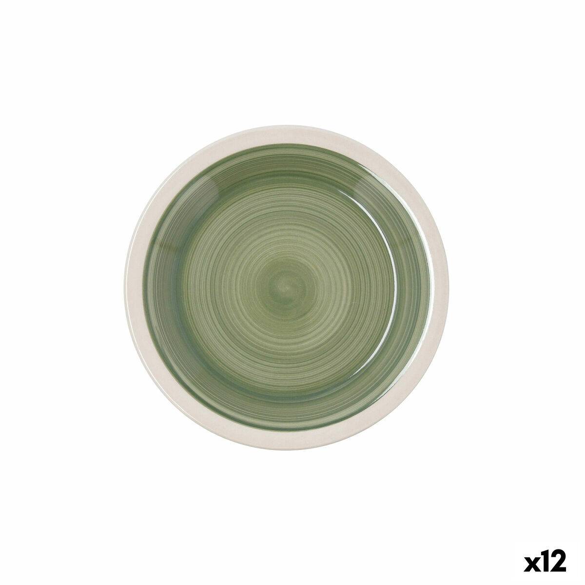 Plato de Postre Quid Calypso Verde Cerámica Ø 19 cm (12 Unidades)
