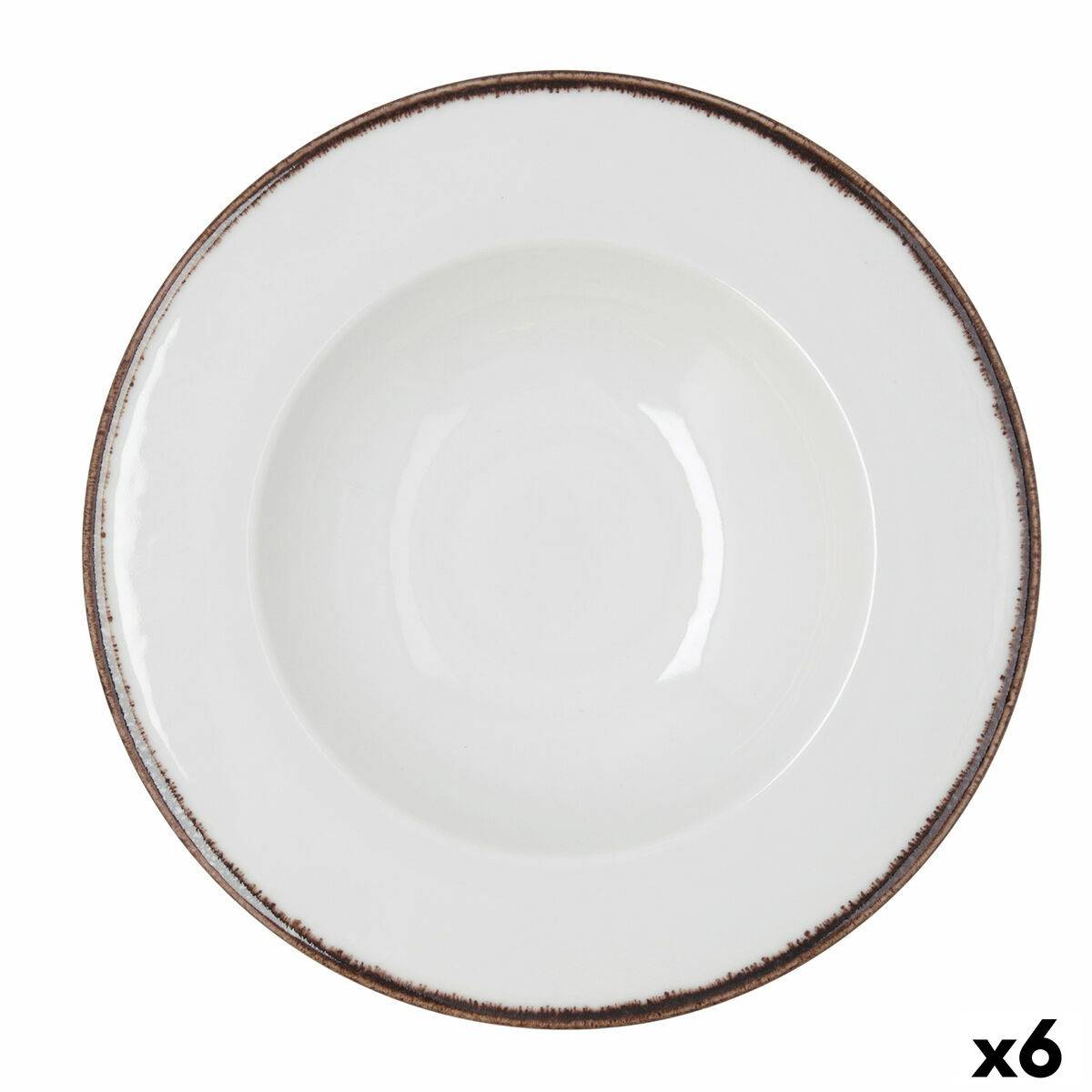 Plato para Pasta Bidasoa Orion Hydrozero Blanco Cerámica Ø 30 cm (6 Unidades)