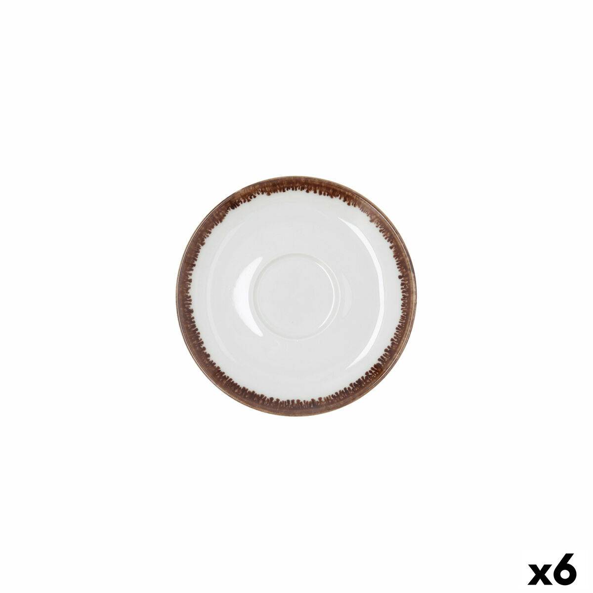 Plato Bidasoa Orion Hydrozero Blanco Cerámica Ø 14 cm Café (6 Unidades)