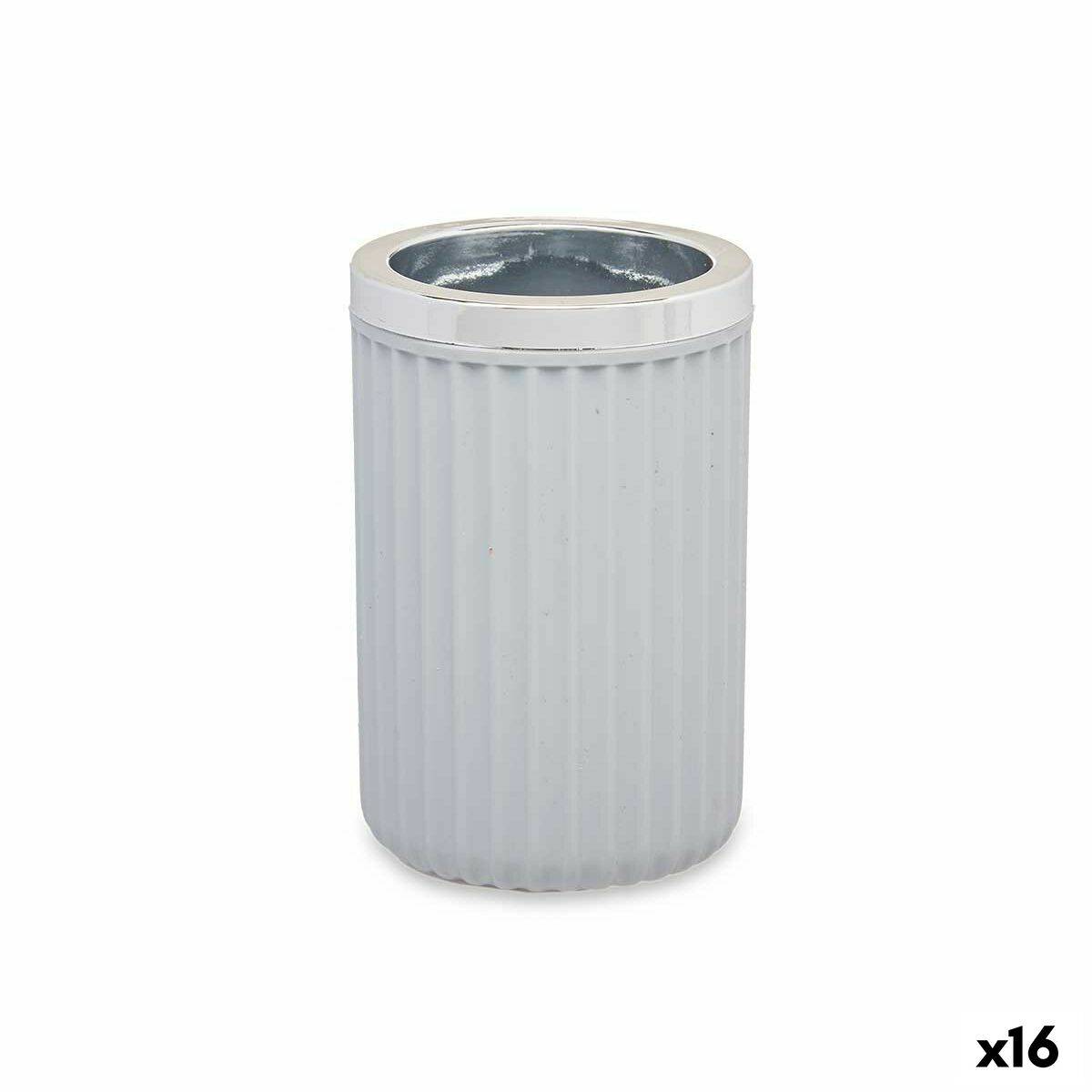 Vaso Berilo Gris Plástico 7,5 x 11,5 x 7,5 cm (16 Unidades)
