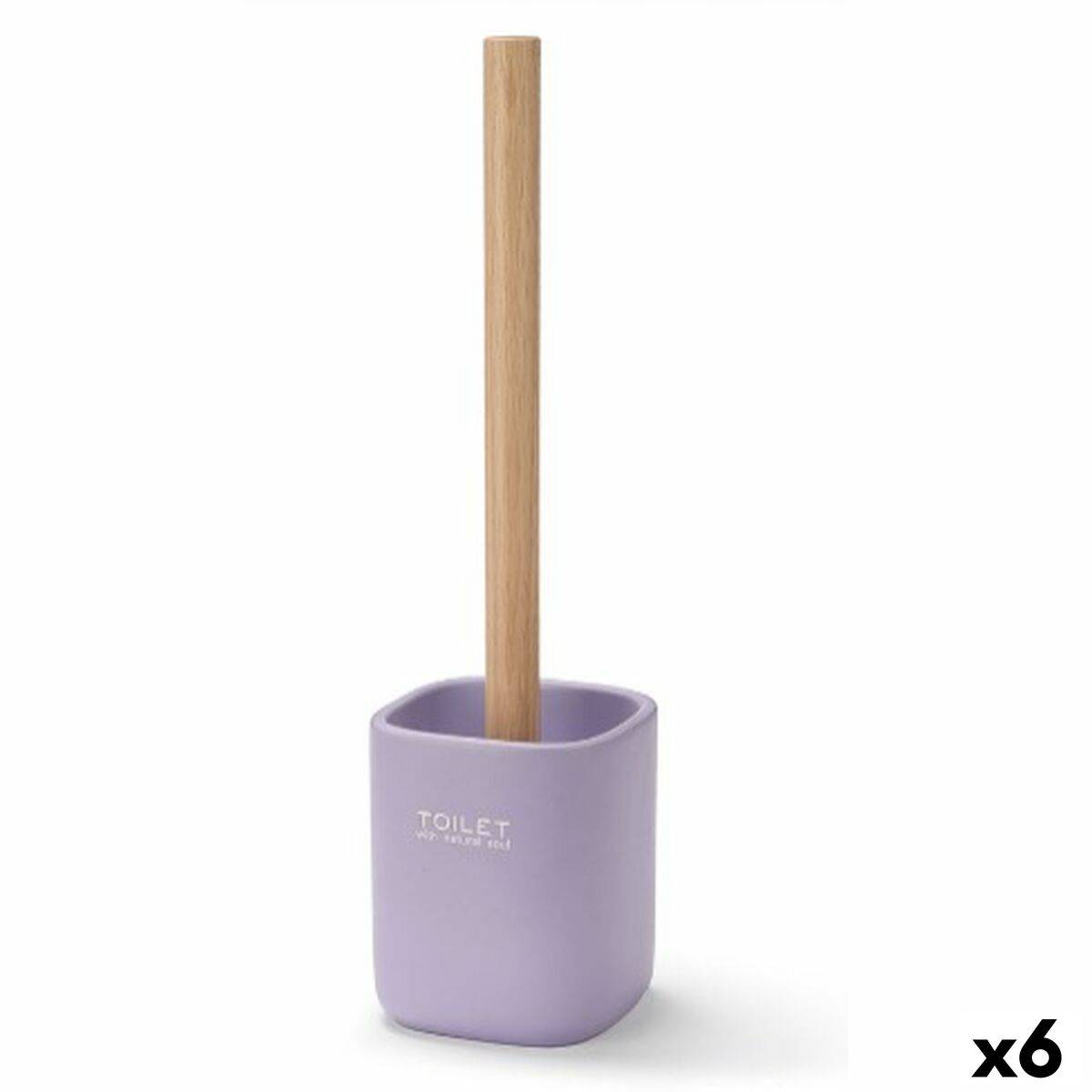 Escobilla para el Baño Berilo Blanco Verde Madera Poliresina 9,6 x 37 x 9,5 cm (6 Unidades)