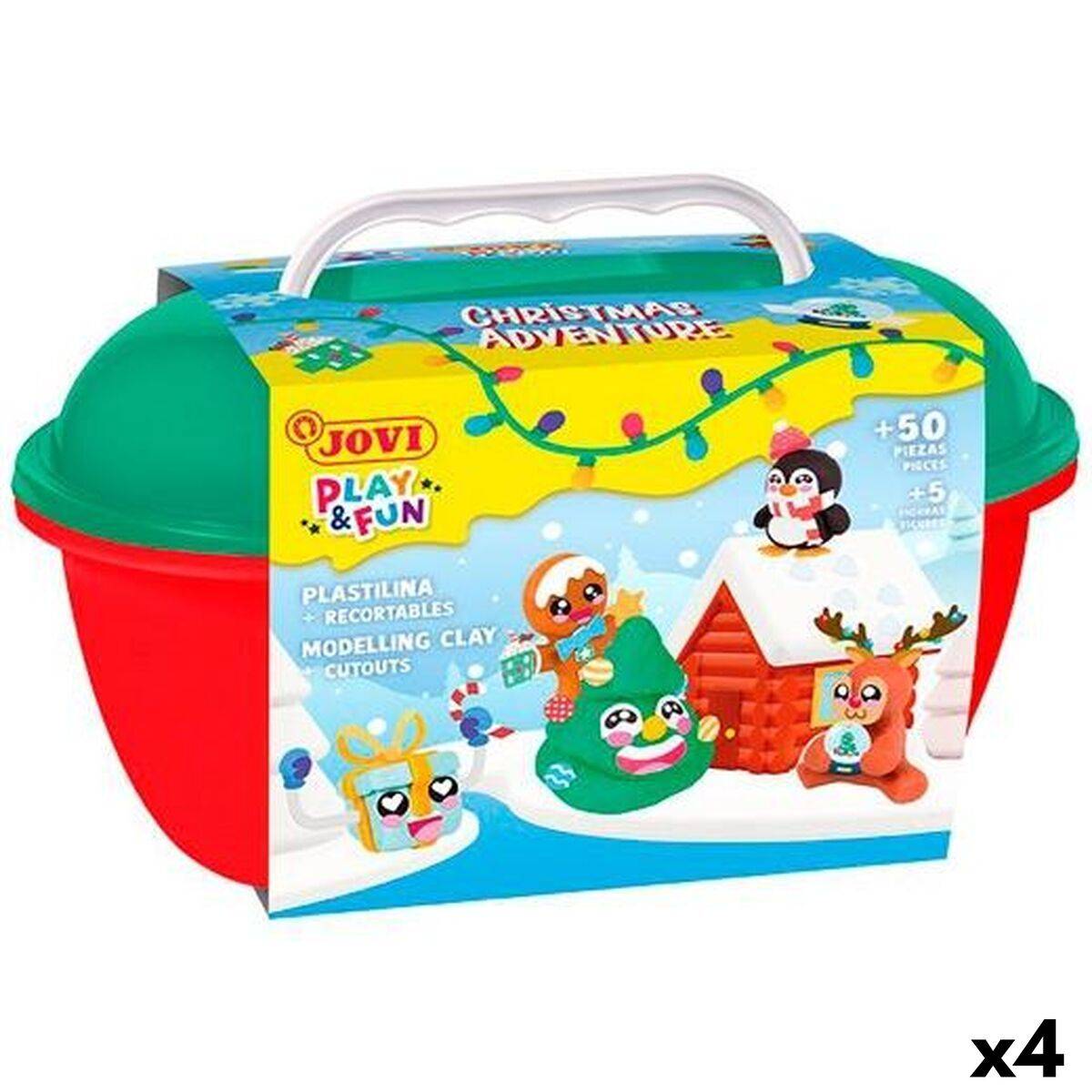 Juego de Plastilina Jovi PLAY&FUN Christmas Adventure Multicolor (4 Unidades)