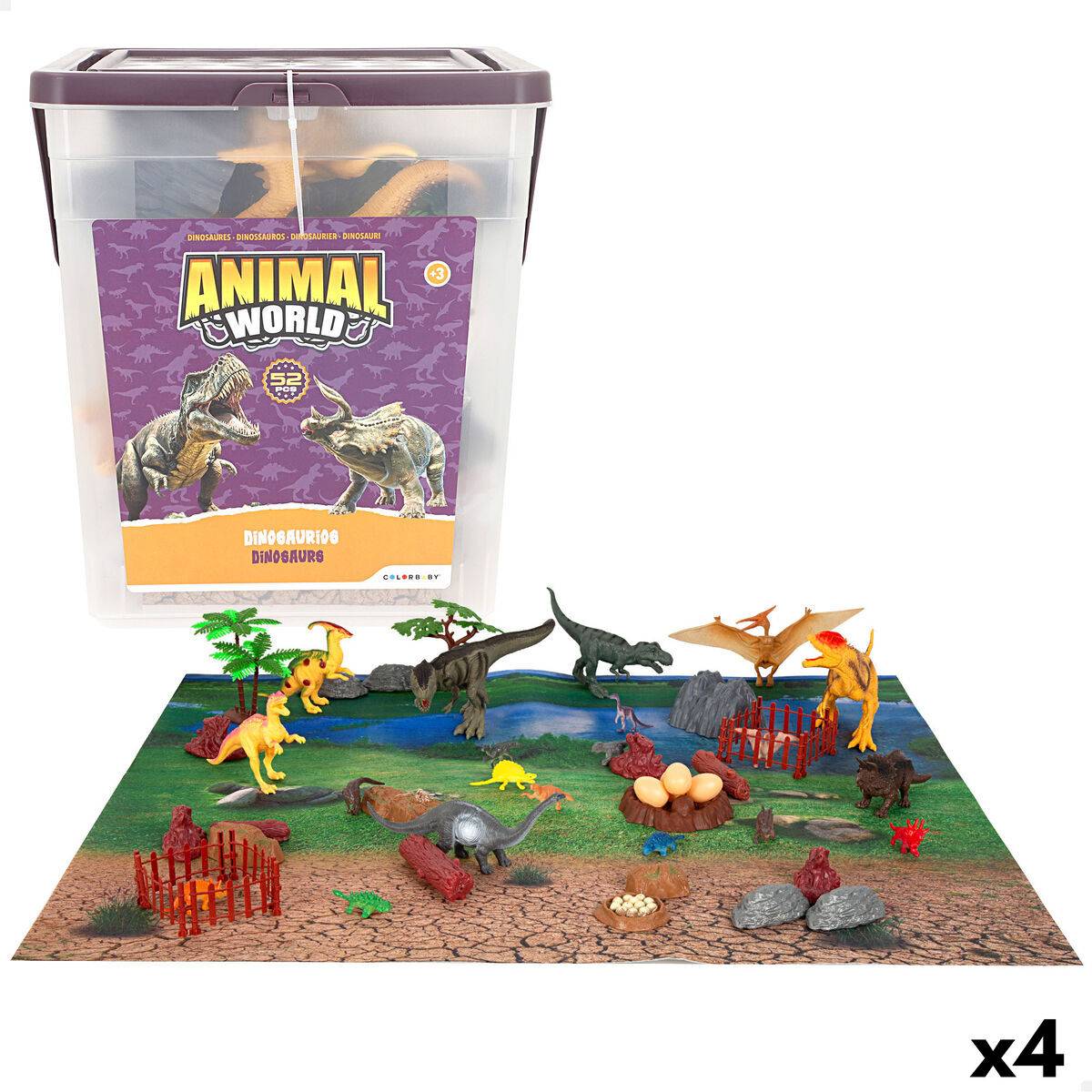 Set de Dinosaurios Colorbaby 20 x 12 x 7 cm 52 Piezas 4 Unidades
