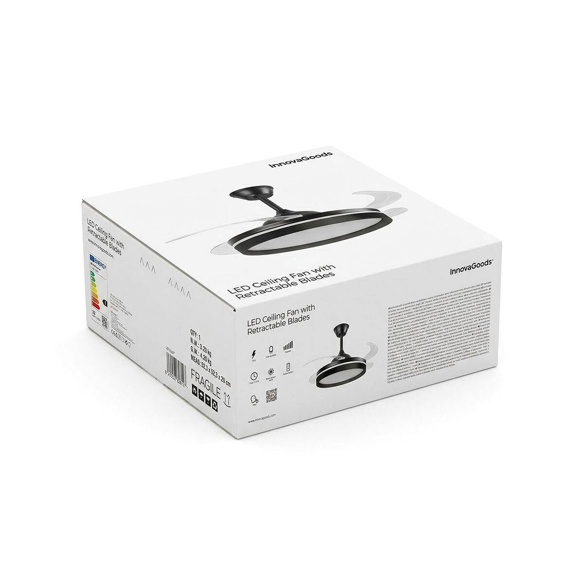 Ventilador de Techo con Luz LED, 4 Aspas Retráctiles y Mando a Distancia InnovaGoods
