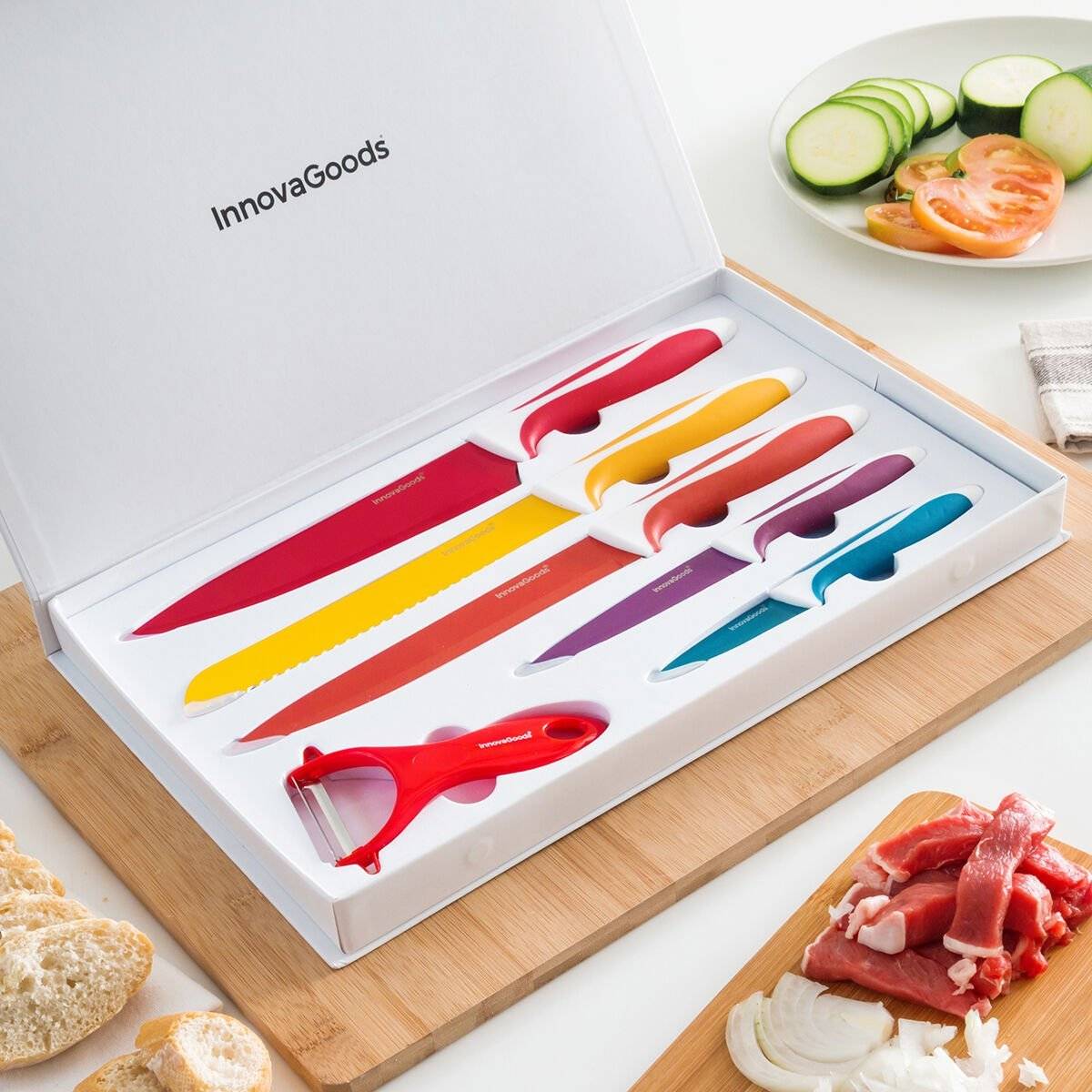 Juego de Cuchillos Cerámicos y Pelador Knoolvs InnovaGoods 6 Piezas 1