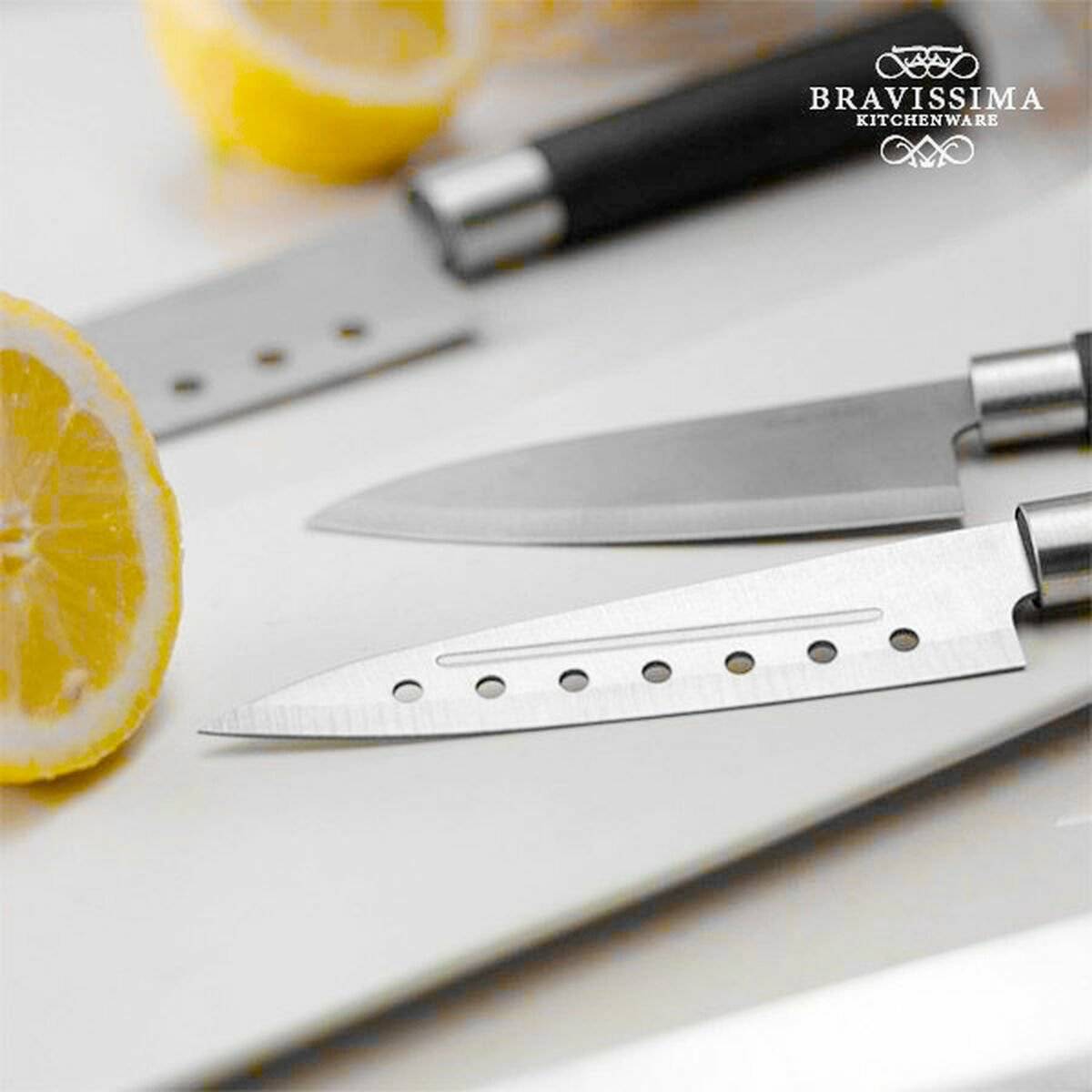 Set de Cuchillos Cecotec Santoku Negro Acero Inoxidable Fibra de carbono (4 pcs) 2