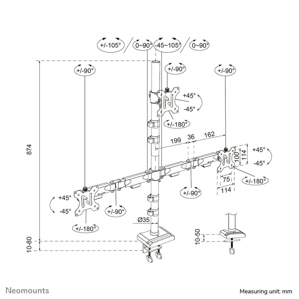 Soporte de Mesa para Pantalla Neomounts DS60-600BL2-1 10" 32" 2