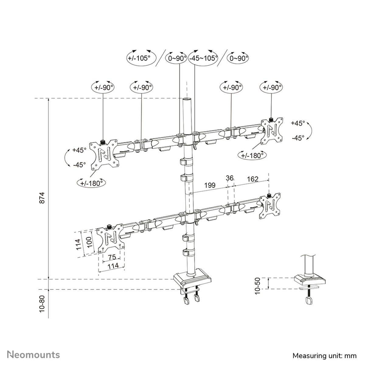 Soporte de Mesa para Pantalla Neomounts DS60-600BL2-2 10" 32" 2