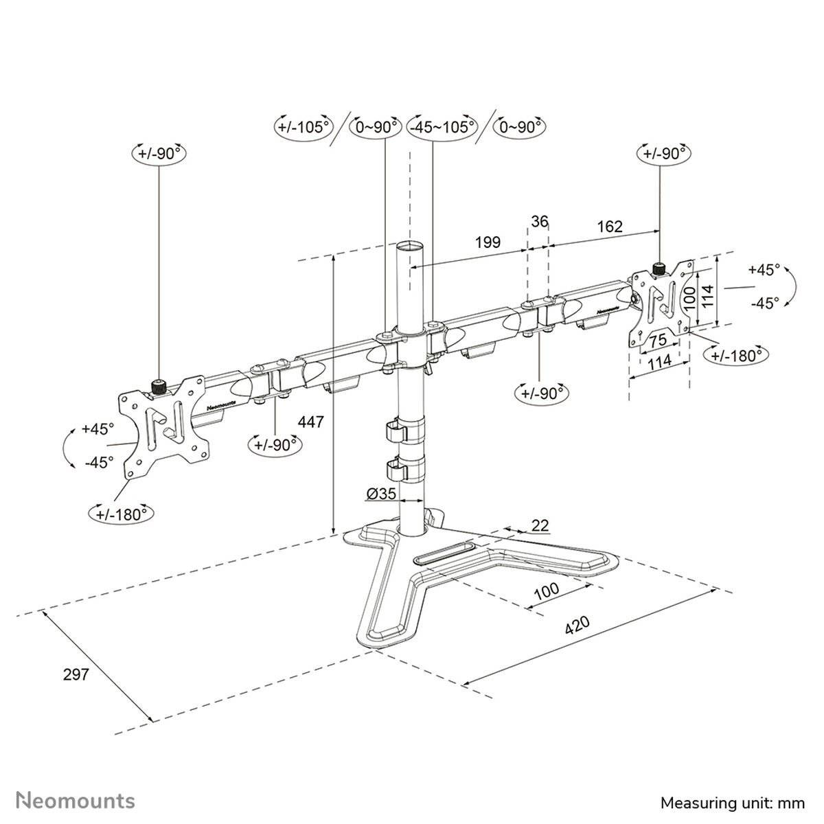 Soporte de Mesa para Pantalla Neomounts DS45-600BL2 10" 32" 2