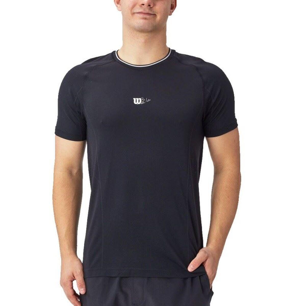Camiseta de Manga Corta Hombre Wilson Wilson Team Seamless Crew Negro Pádel