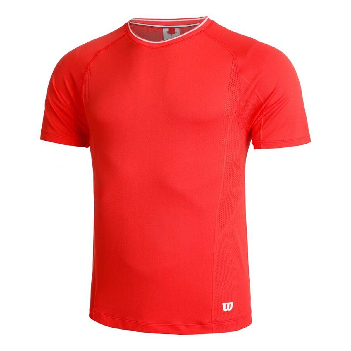 Camiseta de Manga Corta Hombre Wilson Wilson Team Seamless Crew Rojo Pádel