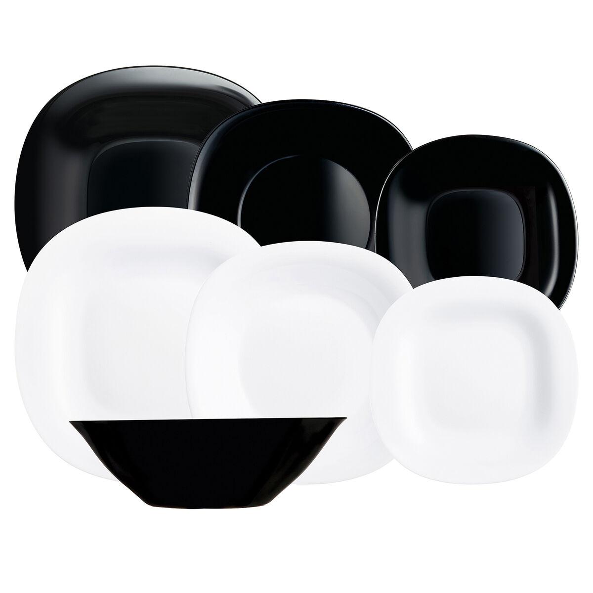 Vajilla Luminarc Carine N&b Blanco Negro Vidrio 19 piezas