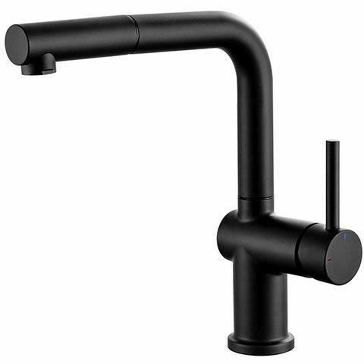 Grifo Monomando Edouard Rousseau SQUARE Negro Acero Inoxidable Forma de C