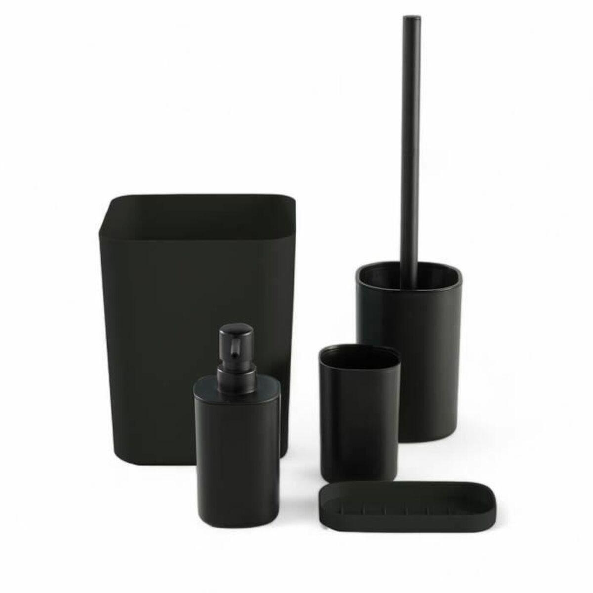 Set de Baño TODAY HOY Negro Plástico Moderno (5 Unidades)