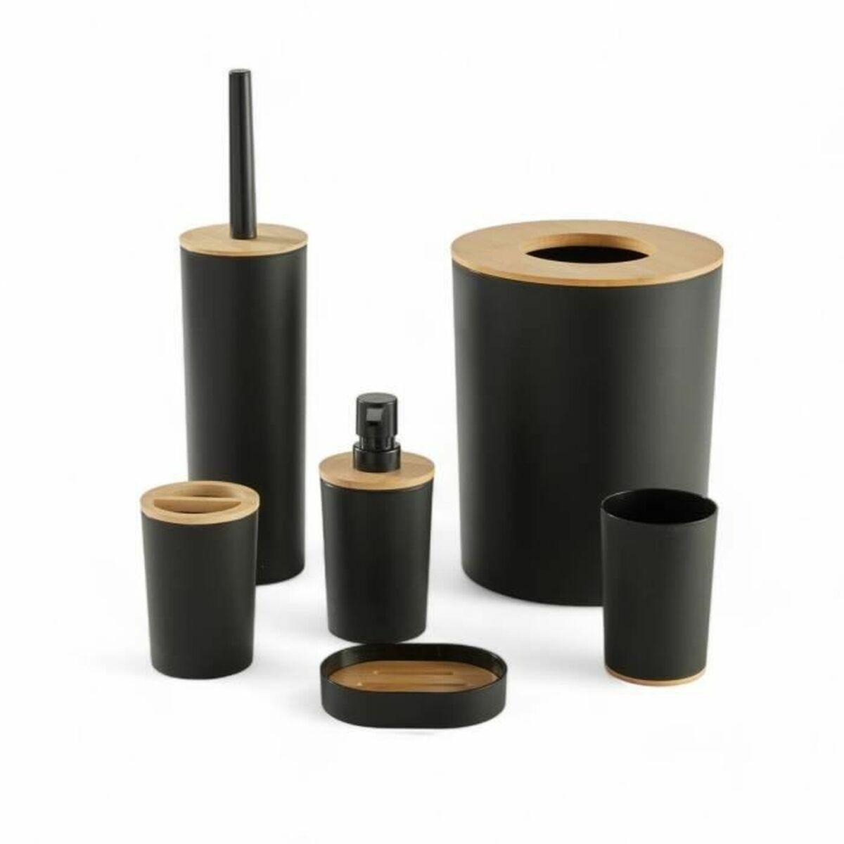 Set de Baño TODAY HOY Negro Plástico Moderno (6 Unidades)