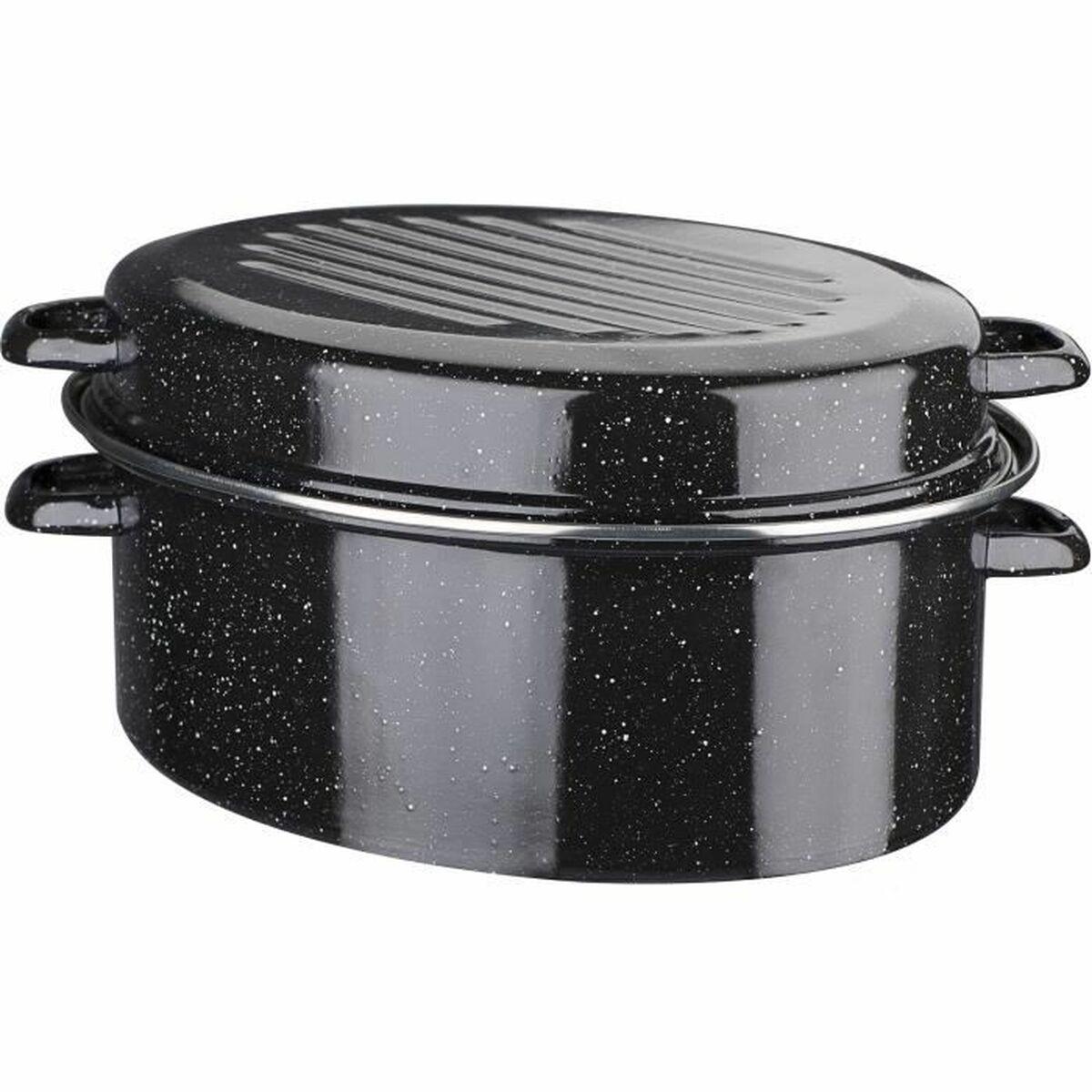 Cacerola Con Tapa GSW Negro Acero Esmaltado
