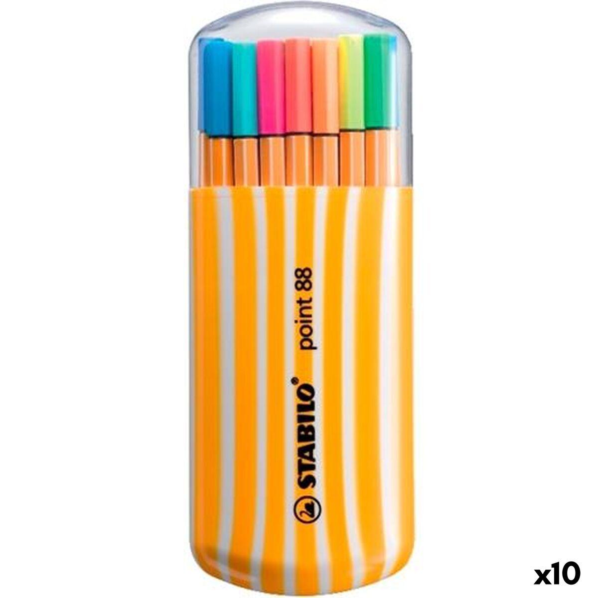Set de Rotuladores Stabilo POINT 88 Multicolor 20 Piezas (10 Unidades)