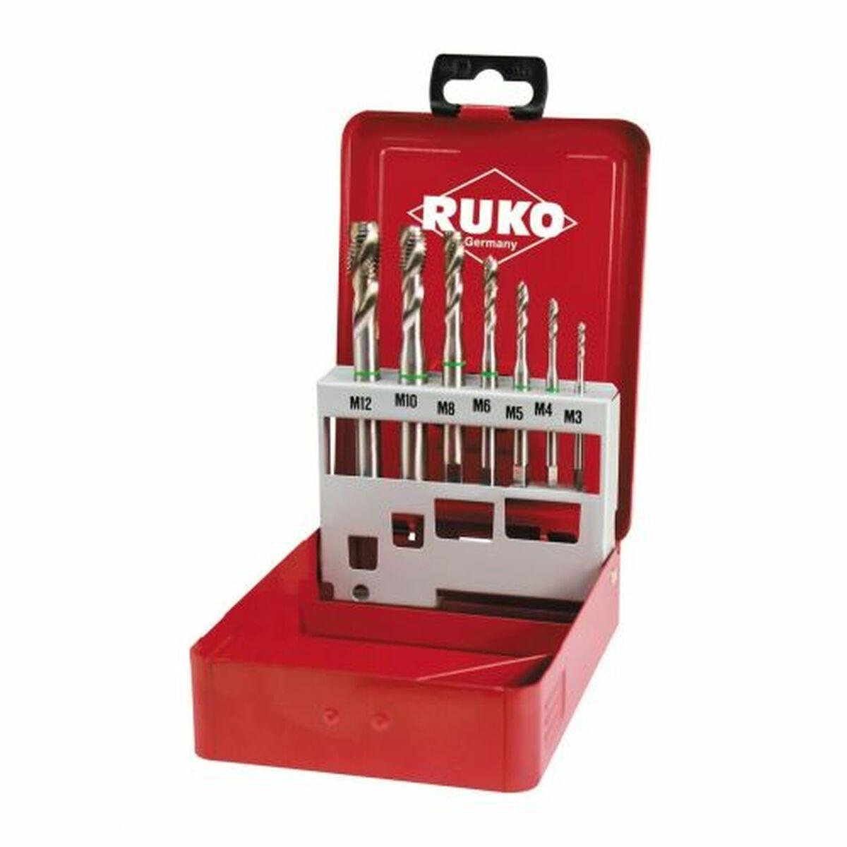 Juego de Machos de roscar para máquinas RUKO Acero de alta velocidad (HSS) DIN 371 DIN 376 Tipo C 7 Piezas