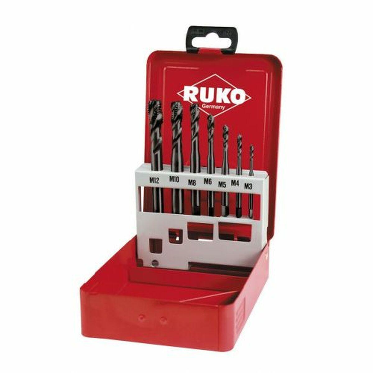 Juego de Machos de roscar para máquinas RUKO Acero de alta velocidad (HSS) DIN 371 DIN 376 Tipo C 7 Piezas