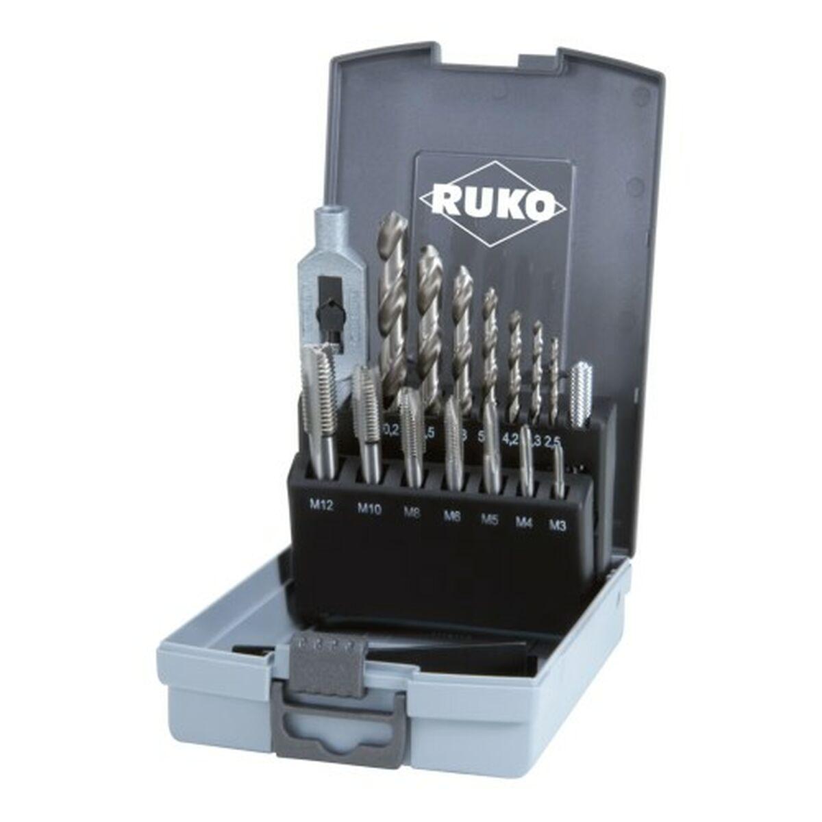 Juego de Machos para roscar a mano RUKO Acero de alta velocidad (HSS)