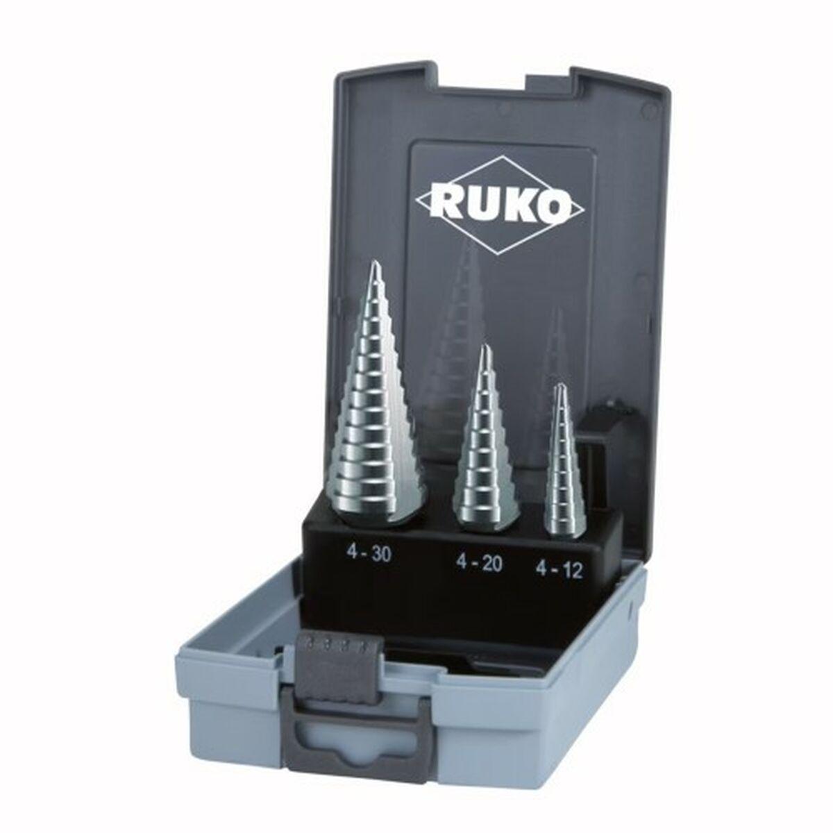 Set de brocas RUKO 101326RO Acero Acero de alta velocidad (HSS) Broca escalonada 3 Piezas