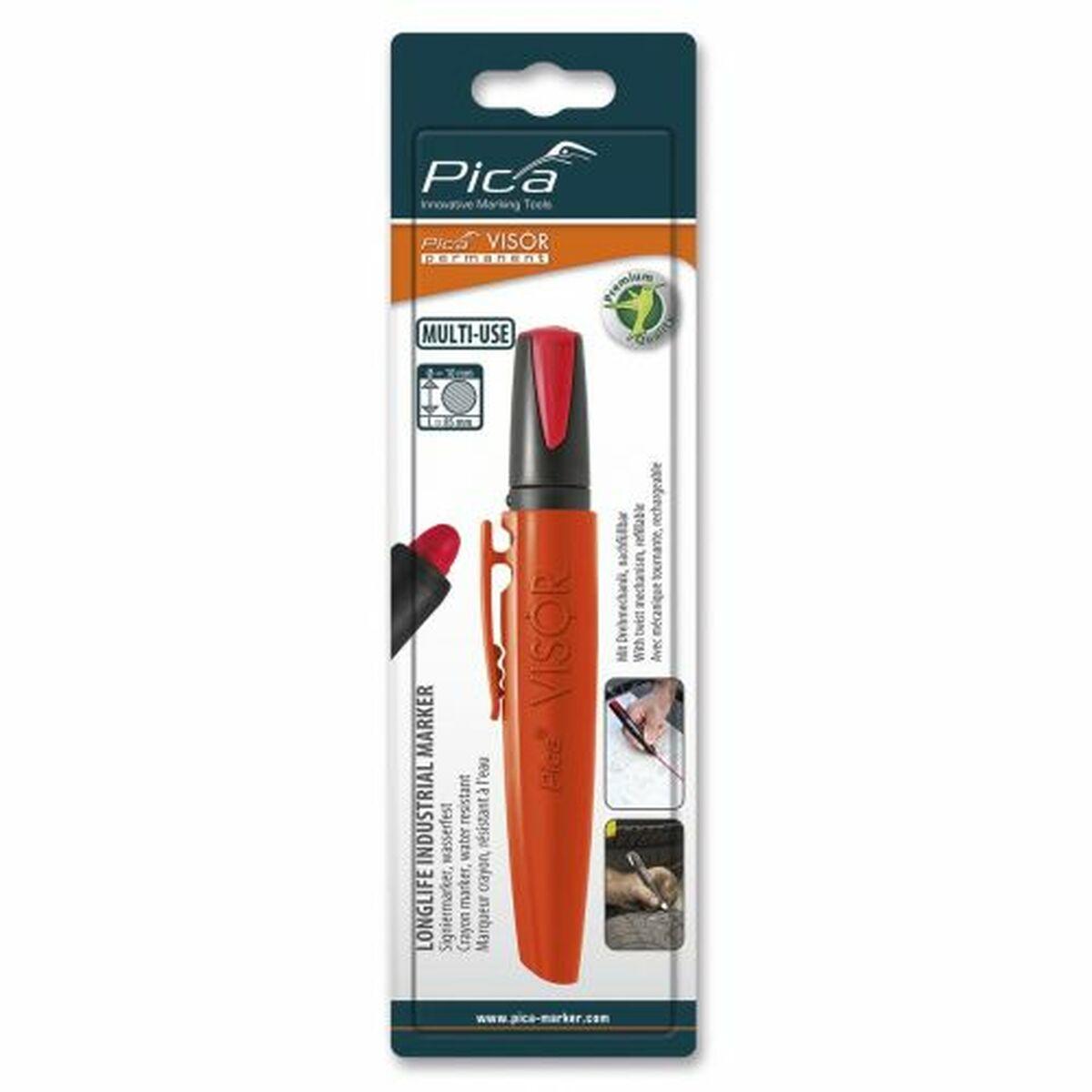 Marcador Pica Permanente Rojo Industrial