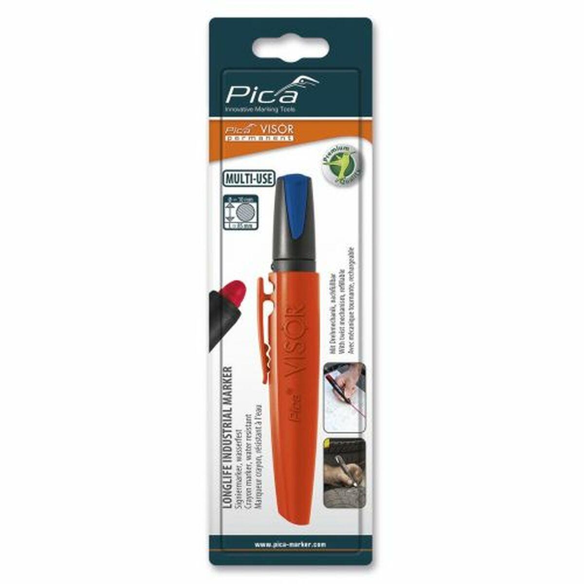 Marcador Pica Permanente Azul Industrial