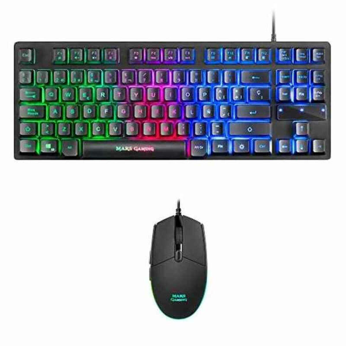 Teclado y Ratón Gaming Mars Gaming MCPTKLES Negro Qwerty Español