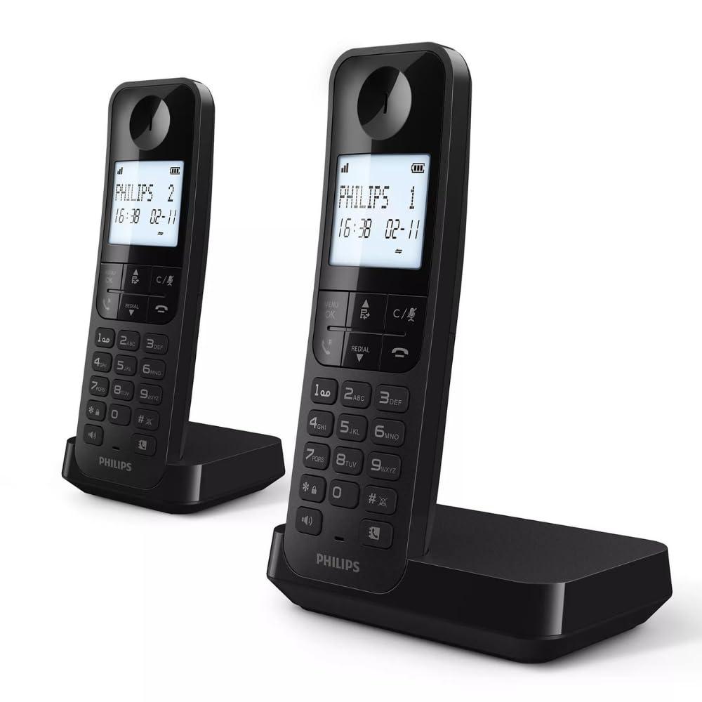 Teléfono Inalámbrico Philips D2702 DUO Negro 2 Unidades