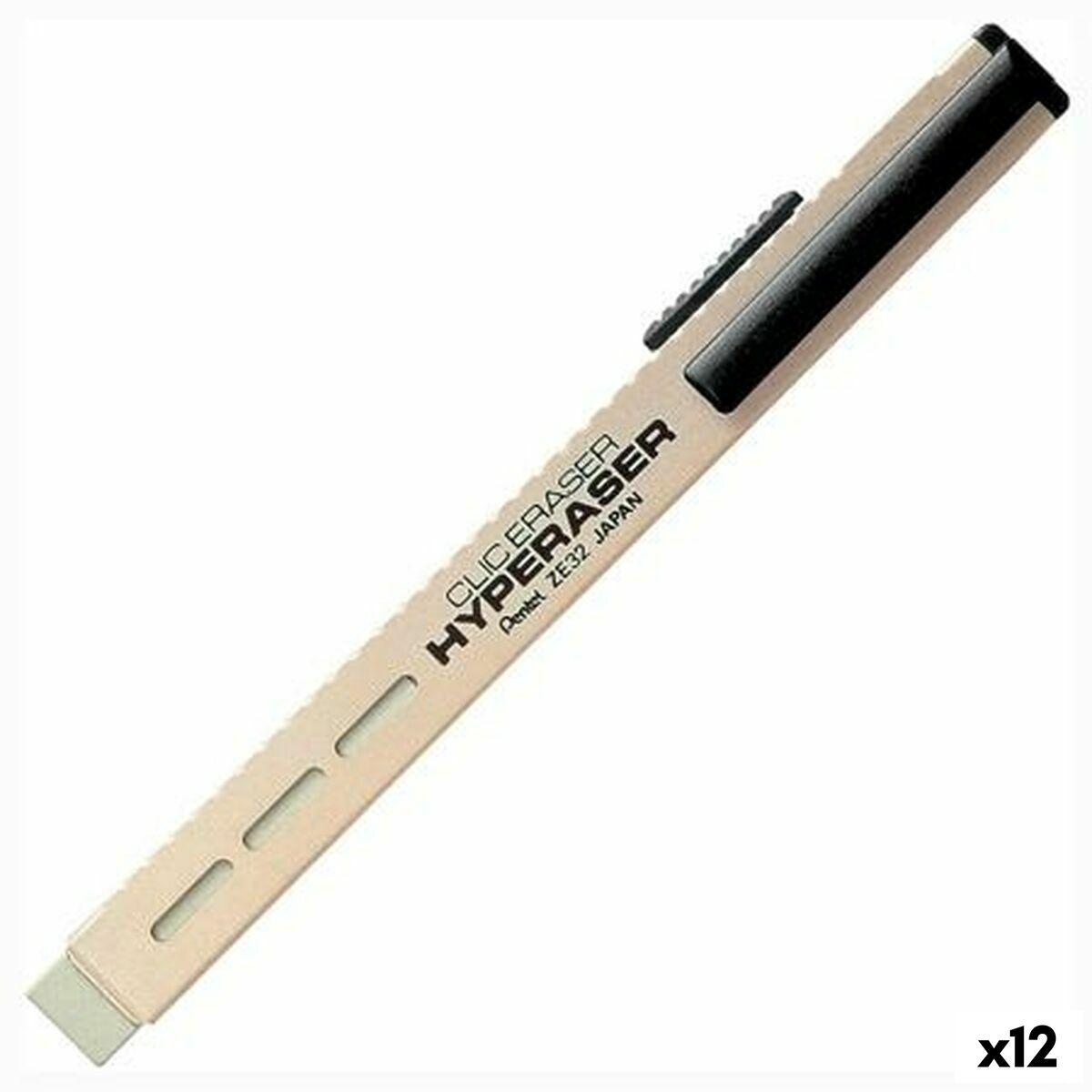 Portagomas Pentel HYPERASER Plateado (12 Unidades)