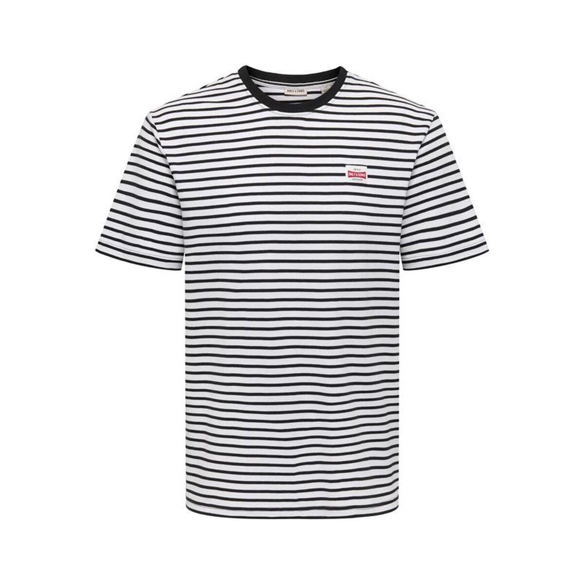 Camiseta de Manga Corta Hombre Only & Sons Onsdawson Reg Stripe Negro