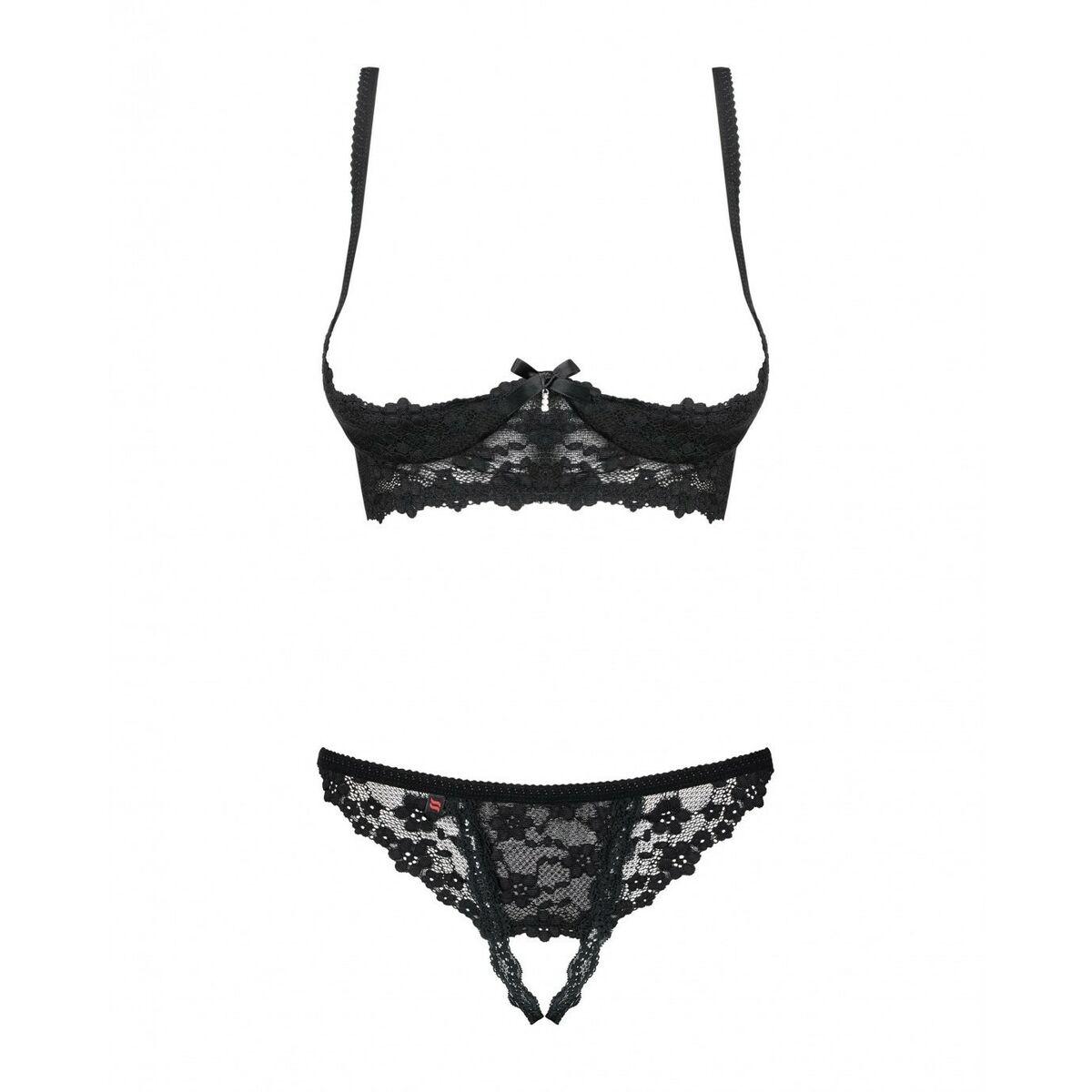 Conjunto de Lencería Obsessive Letica Negro S/M