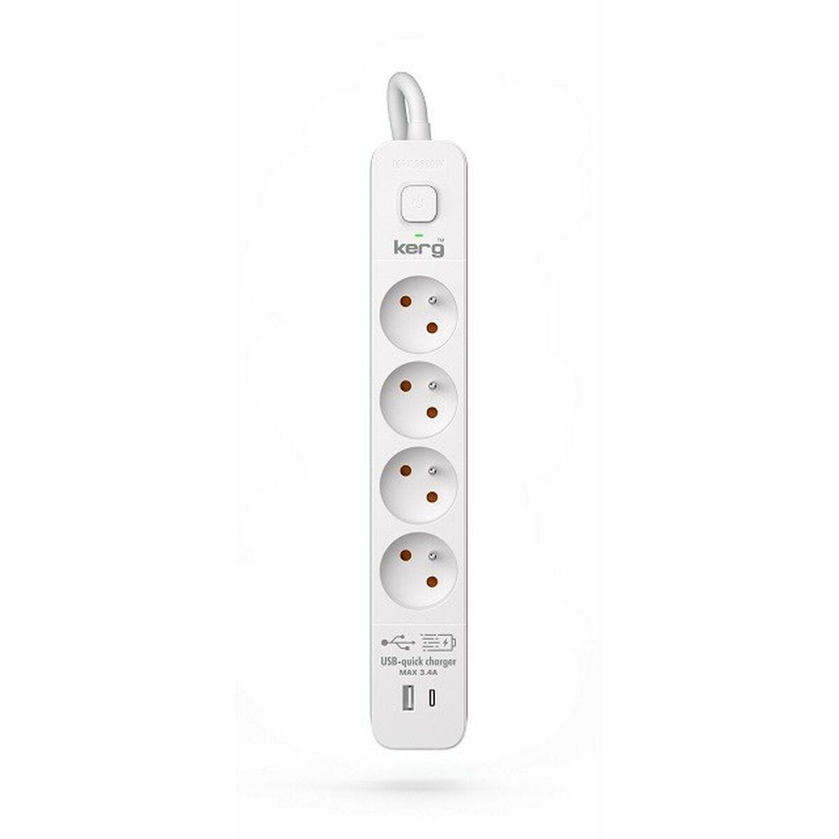 Regleta Enchufes 4 Tomas con interruptor Kerg M02593 (3 m)