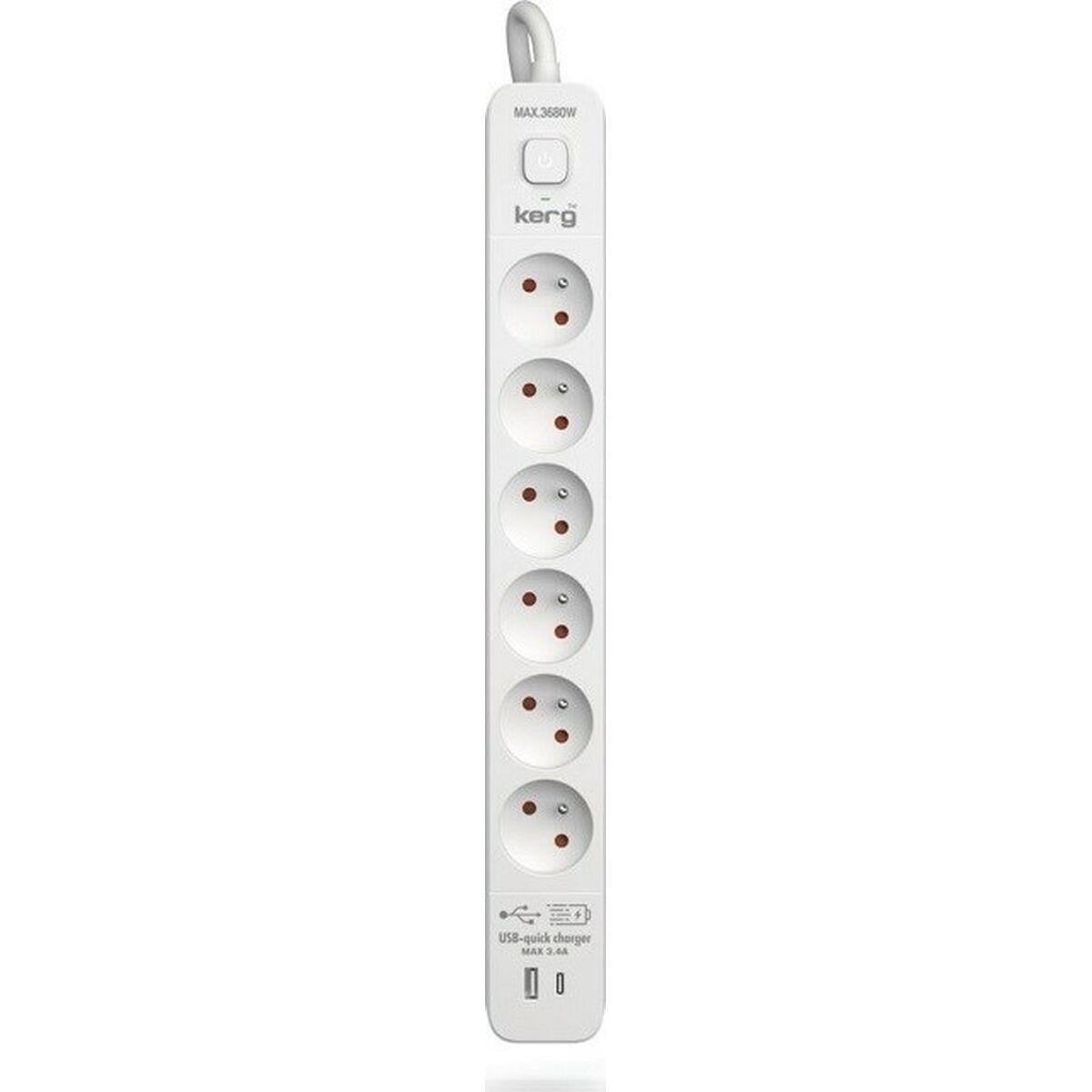 Regleta Enchufes 6 Tomas con Interruptor Kerg M02602 (3 m)
