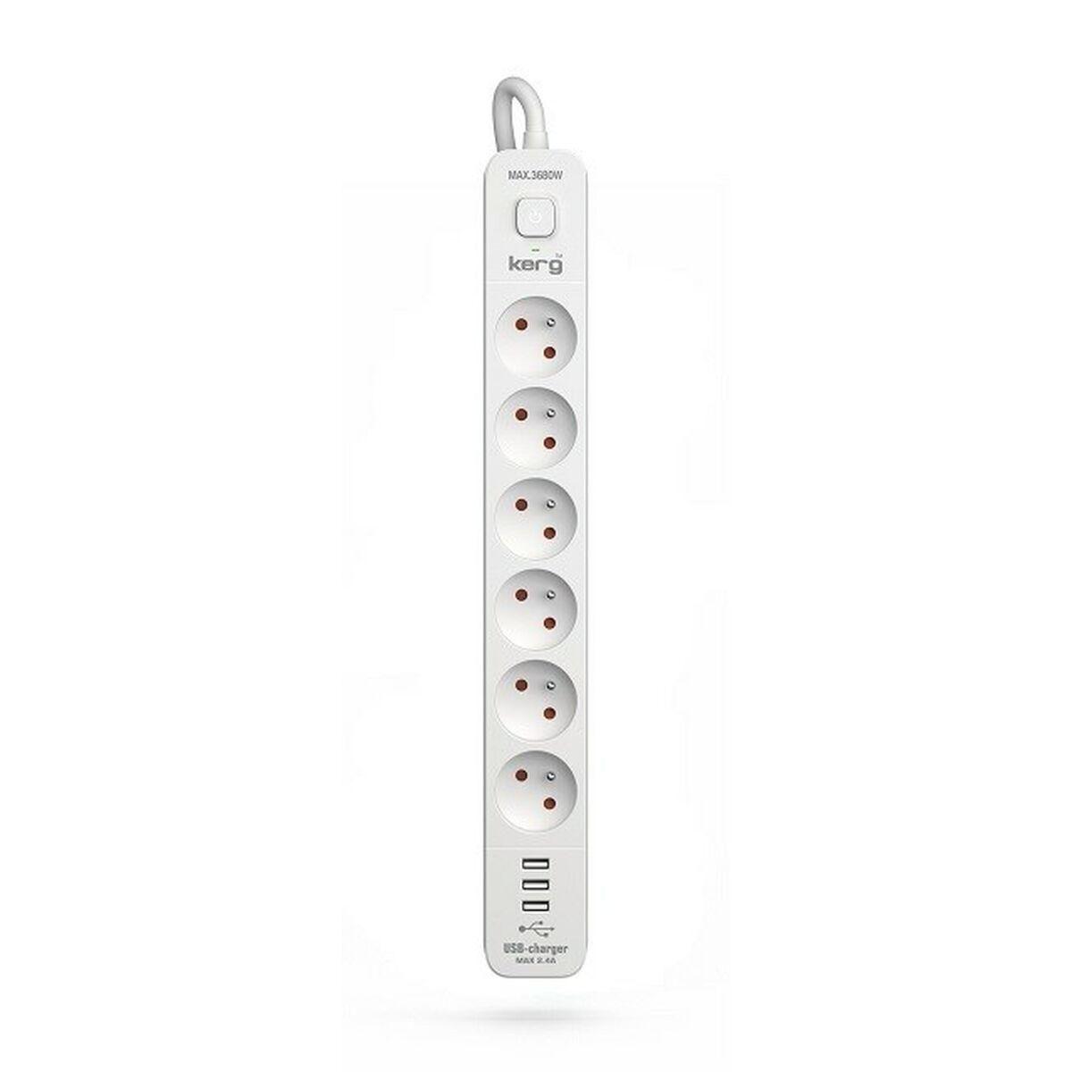 Regleta Enchufes 6 Tomas con Interruptor Kerg M02597 (1,5 m)