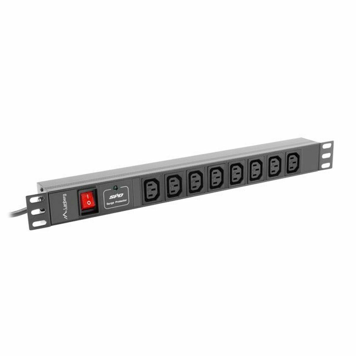 Regleta 19" 8 Tomas Schuko con On/Off Switch Lanberg PDU-08I-0200-C20-BK (2 m)